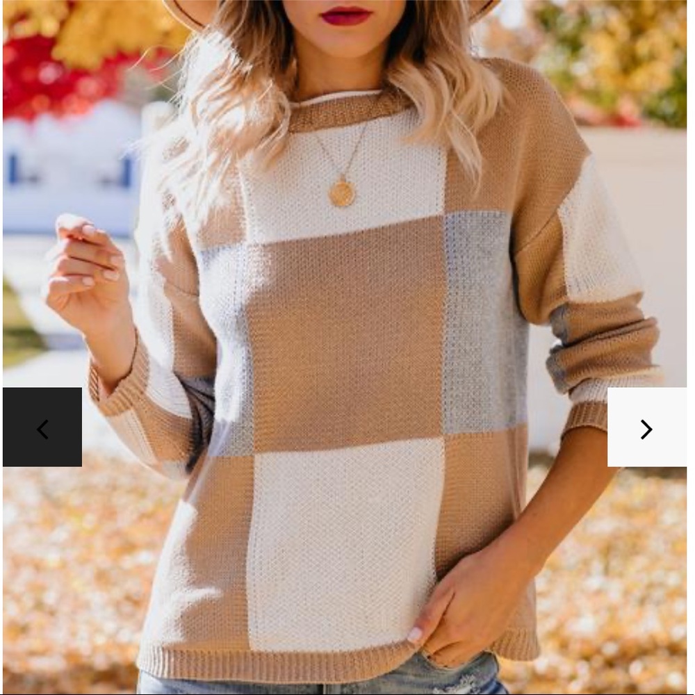 Vici Women Zach Checkered Thick Knit Sweater Small - Picture 2 of 5